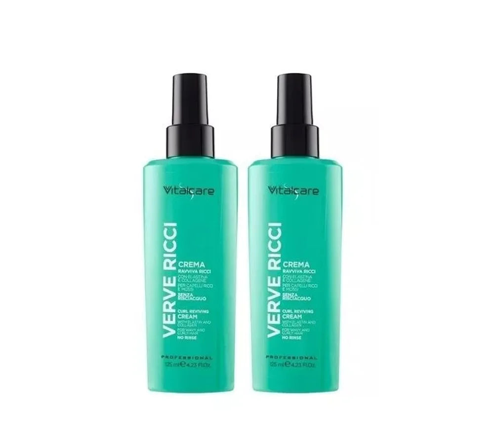 Two 125ml bottles of Vitalcare Verve reviving curl cream.