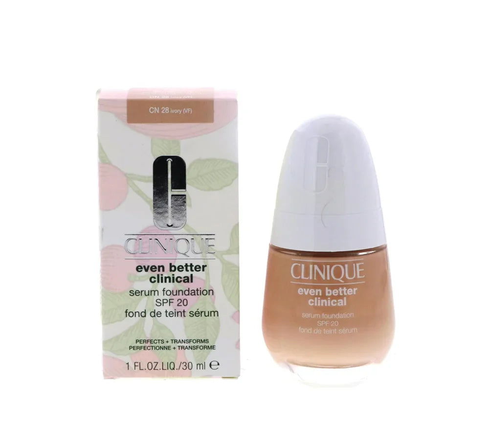 Clinique Even Better Clinical Serum Foundation SPF 20 in CN 28 Ivory 1oz bottle.