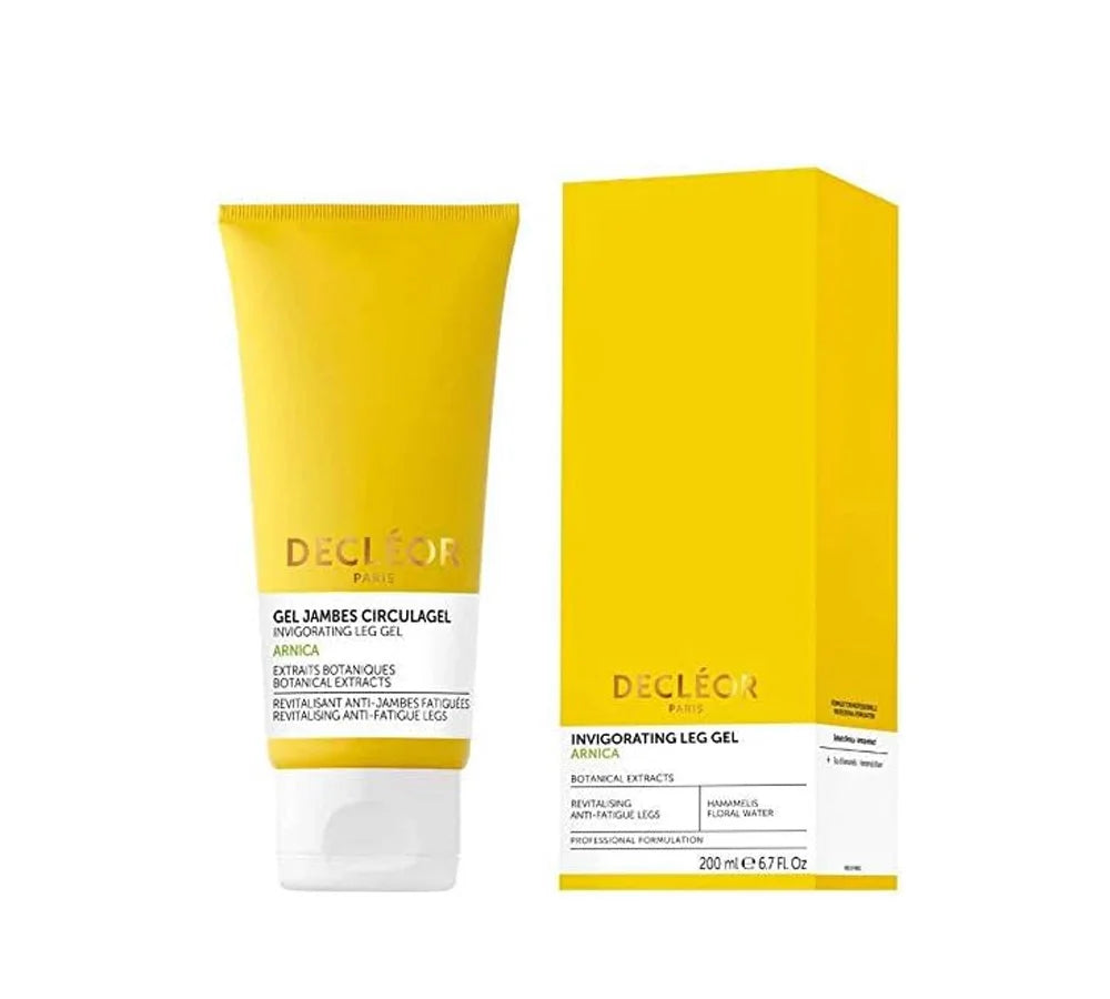 Decléor Invigorating Leg Gel Arnica 200ml tube with a soothing formula for tired legs.