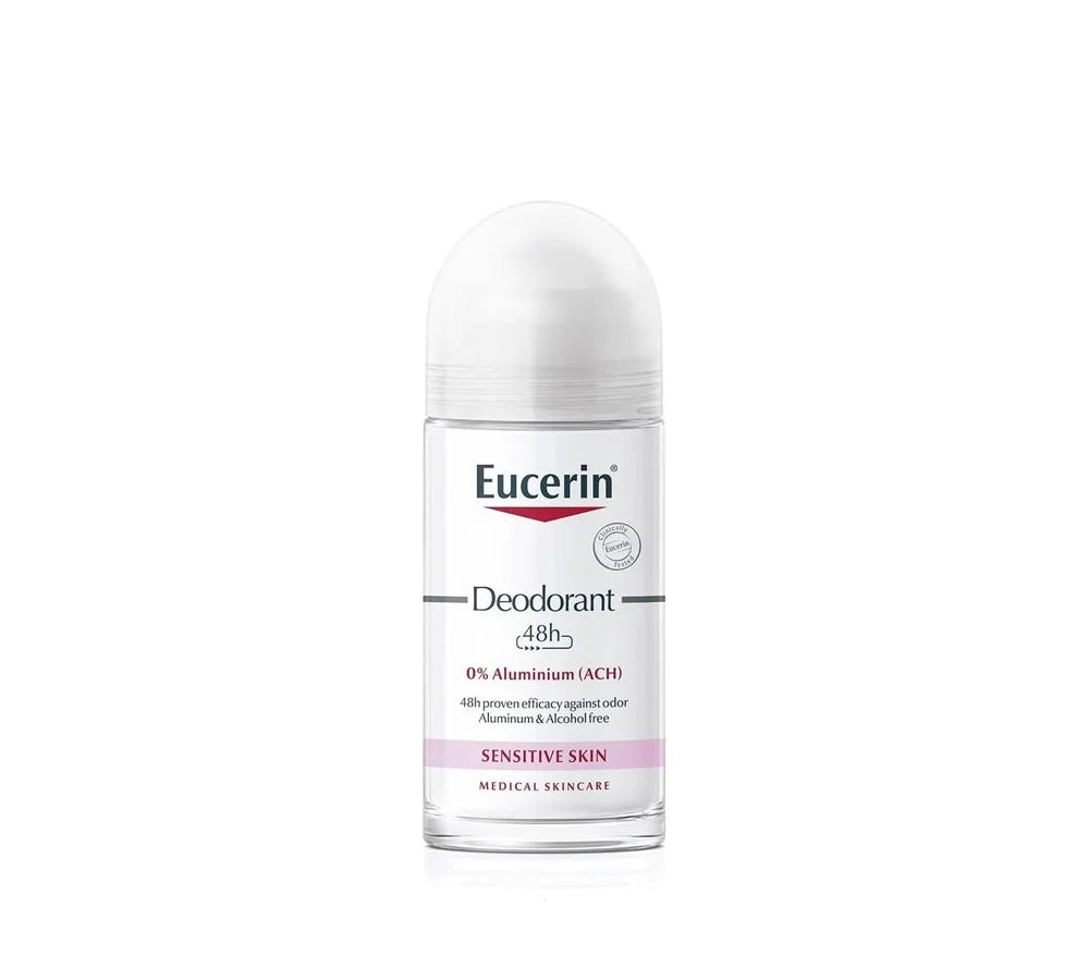 Eucerin sensitive skin roll-on deodorant, 0% aluminium, single pack