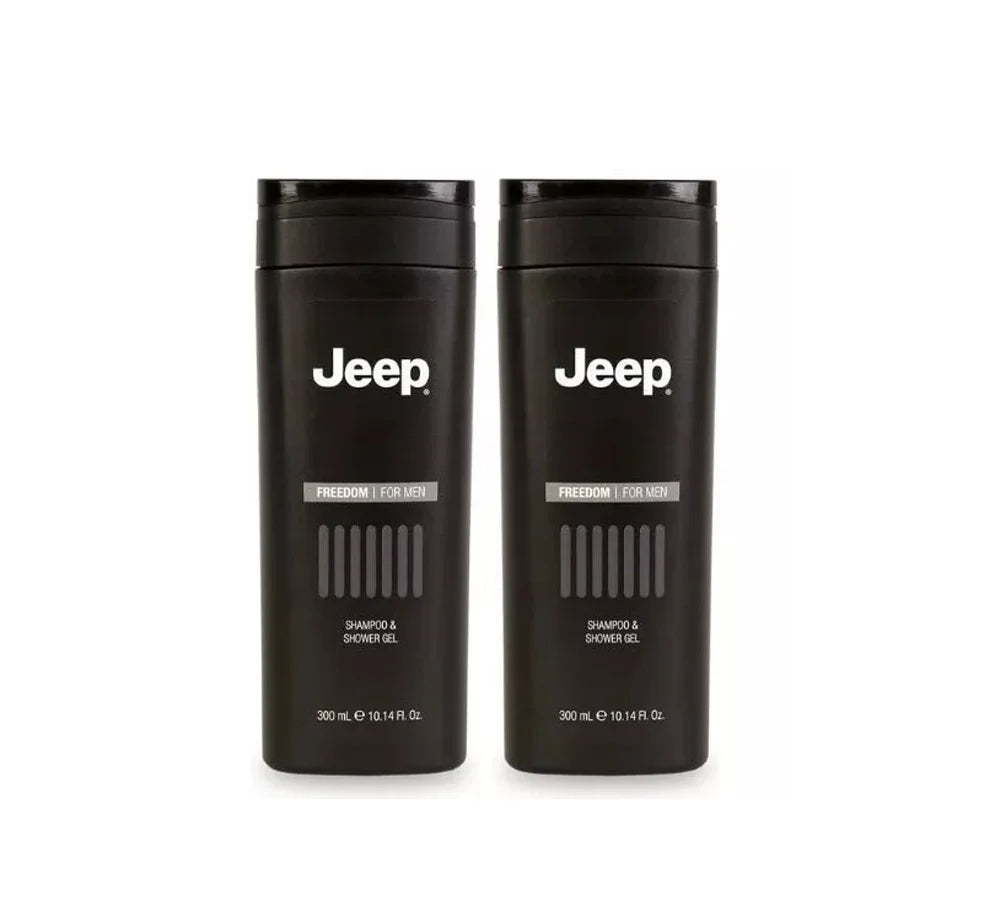 JEEP Freedom Shampoo & Shower Gel, 300ml pack of 2, offering a refreshing dual-action formula.