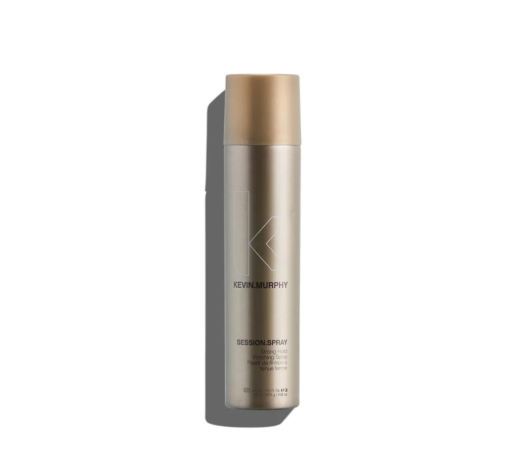 Kevin Murphy Session Spray 400ml hairspray in a sleek transparent can.