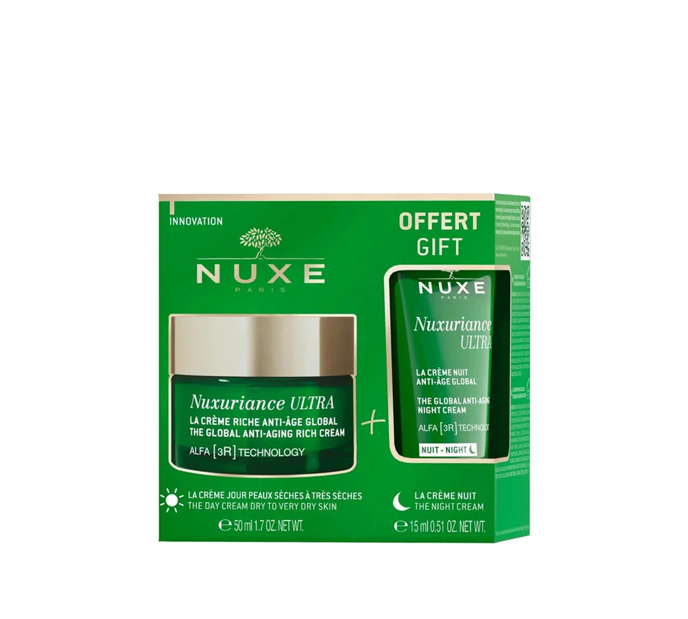 Nuxe Nuxuriance Ultra Rich Cream set with 50ml main jar and 15ml bonus, anti-aging formula.