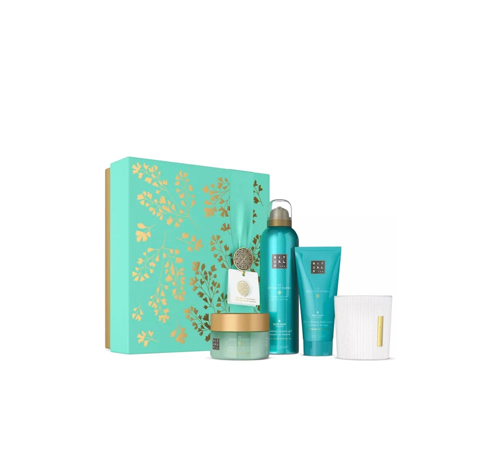 RITUALS The Ritual of Karma Medium Gift Set featuring bath and body products in elegant packaging.
