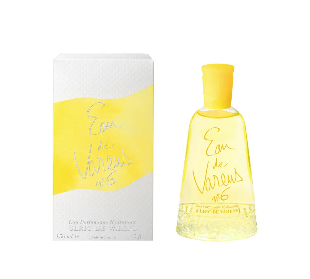 A sleek and elegant bottle of UDV Eau de Varens N°6, 150ml, with a modern, minimalist design.