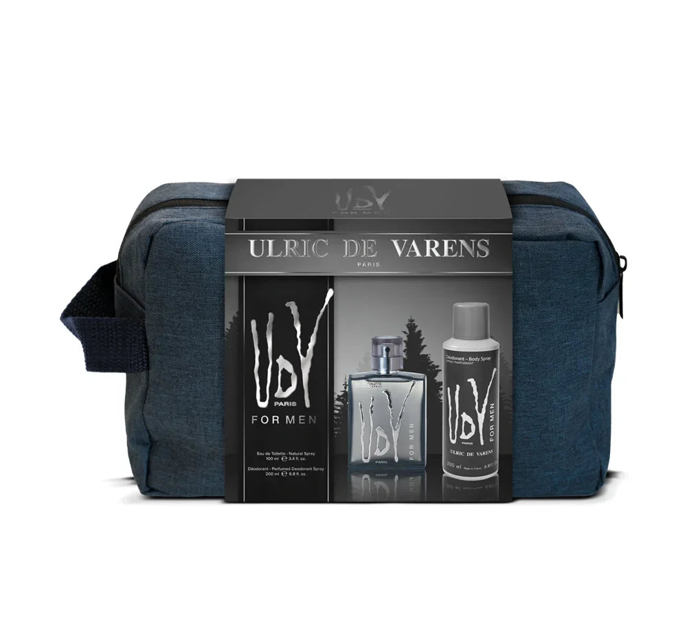 A versatile UDV For Men Bag gift set, offering a classic fragrance and essential grooming items in a practical and stylish bag.