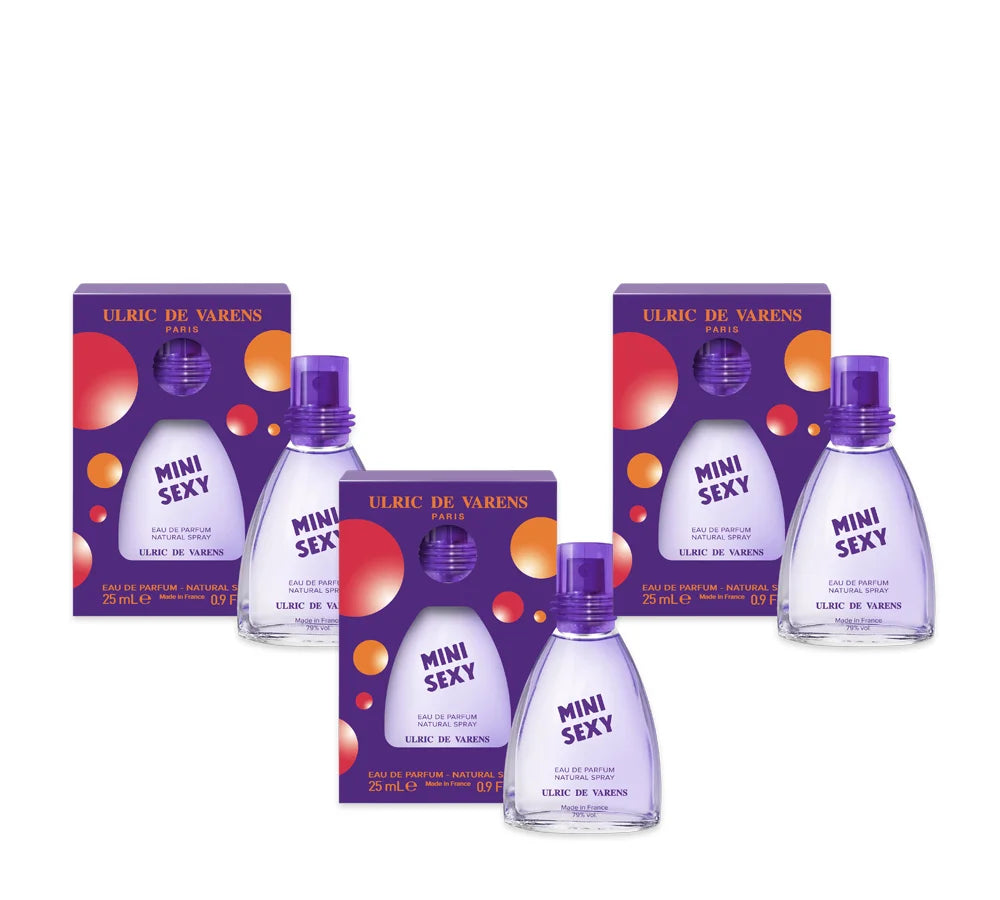 UDV Mini Sexy Eau de Parfum 25ml set of 3 in vibrant, flirty packaging.