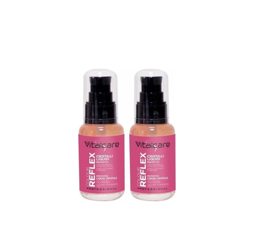 Vitalcare Colour Reflex Liquid Crystals, 50ml pack of 2, to protect and add shine to colored hair.