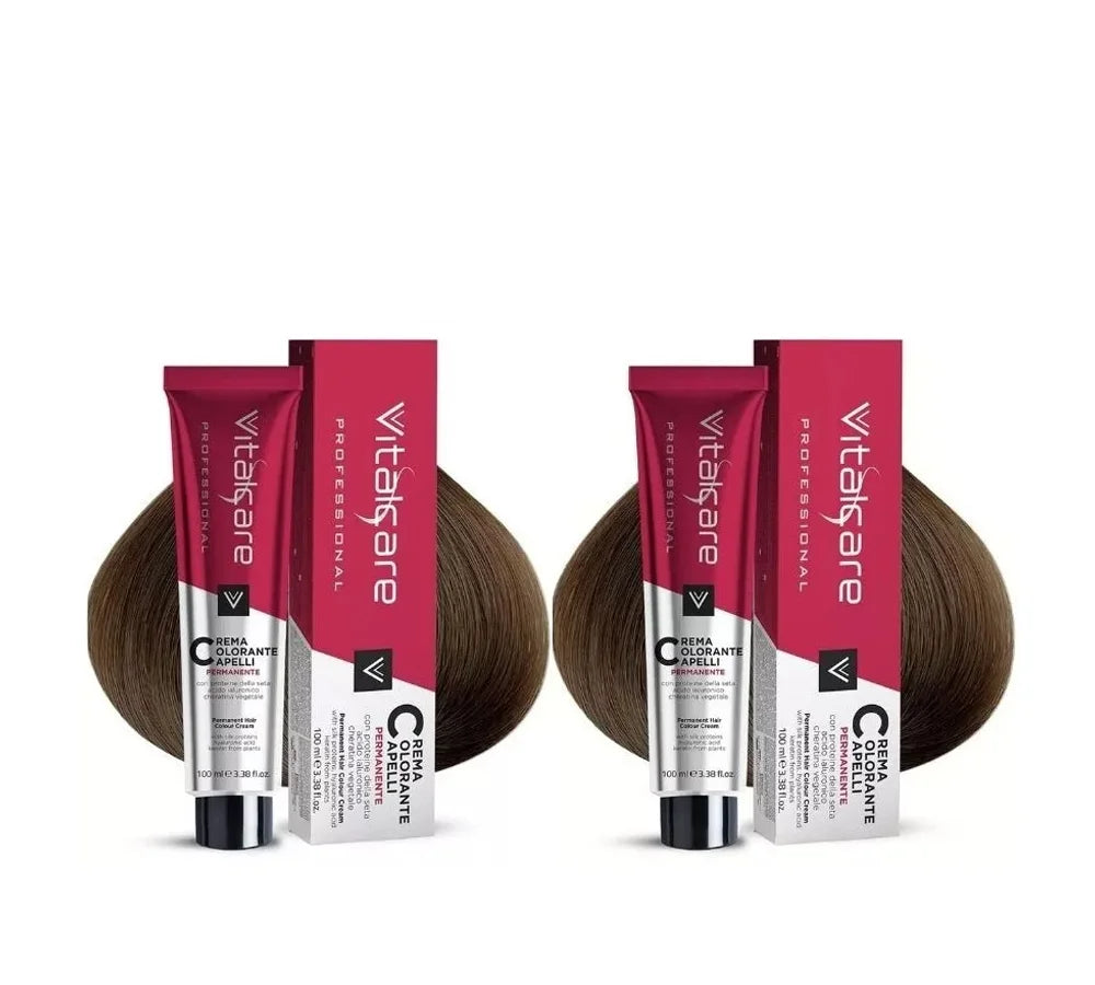 Vitalcare Hair Coloring Cream in Dark Golden Blonde 6/3, 100ml pack of 2, for a warm blonde hue.
