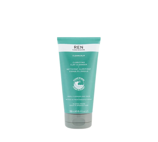 REN Clean Skincare Clearcalm Clarifying Clay Cleanser, Cleanse, 150 ml