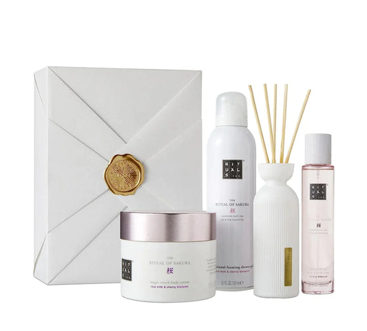 The Ritual of Sakura Large Gift Set 2022-Fragrance sticks 70ml+Hair & Body mist 50ml+Shower gel 200ml+Body cream 220ml