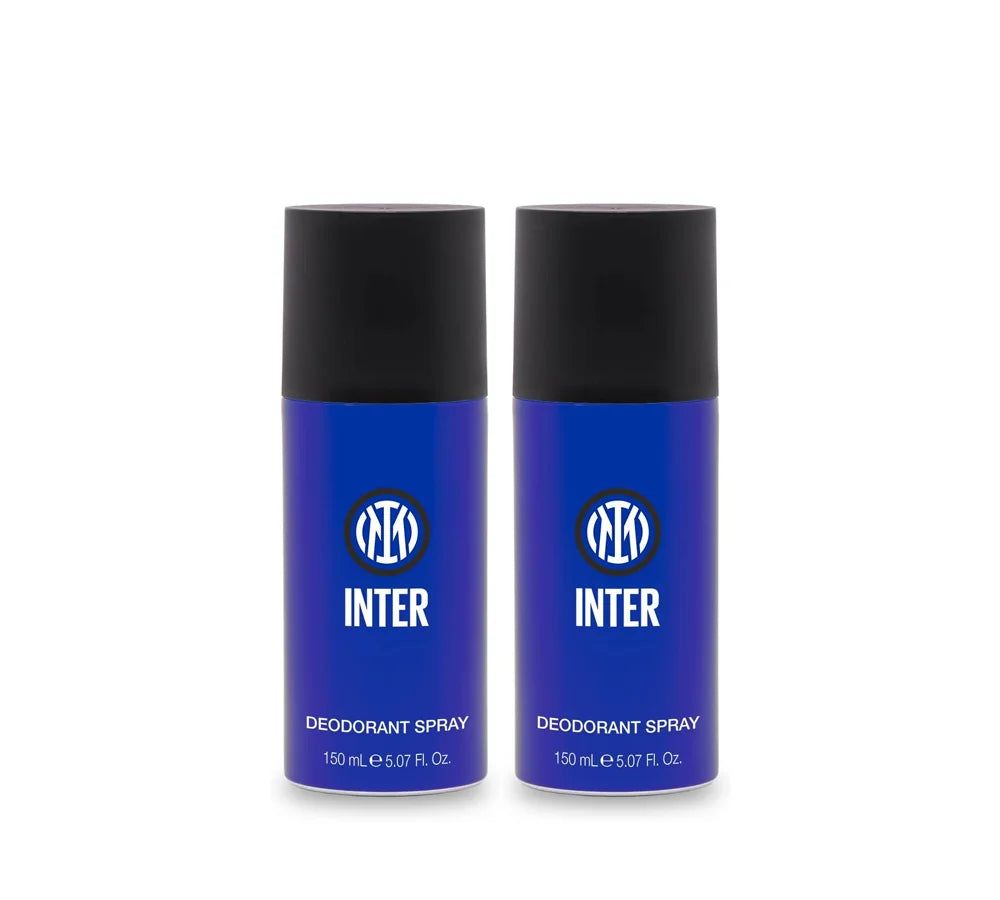 Two 150ml cans of Inter deodorant spray.