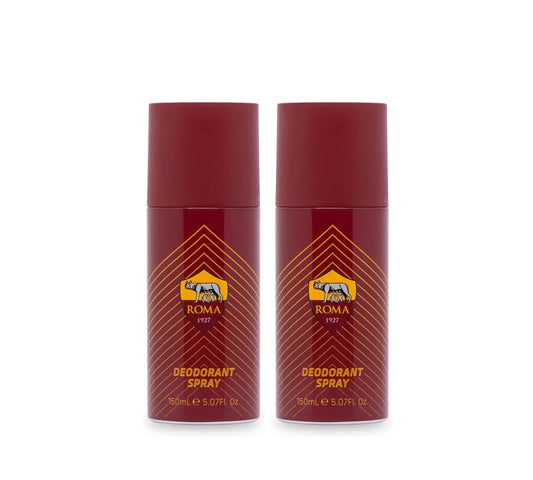 Two 150ml cans of Roma deodorant spray.