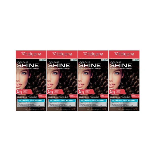 4x Vitalcare | Colourshine - Professional Permanent Coloring, n° 5.3, Light Golden Brown