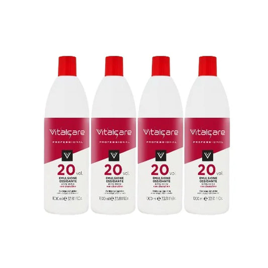 Vitalcare | Oxidizing Emulsion 20 Volumes, Extra Gentle Hair Oxidant with Keratin, 1000 ml pack of 4