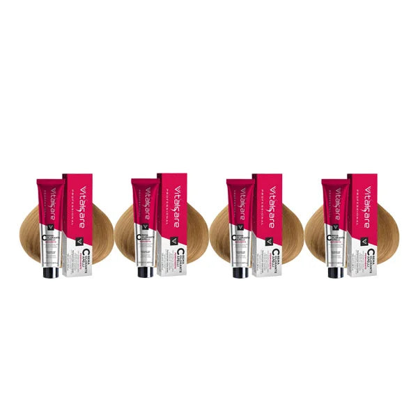 4x Vitalcare | Professional -Permanent Hair Dye, Shade 9/00, Very Light Blond 100ml