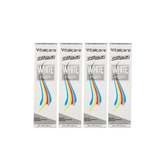 Vitalcare | Vivid - Professional Semi-Permanent Coloring, Hair Dye Diluter, White Color Pack of 4