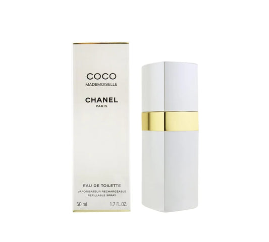 Chanel Coco Mademoiselle Eau De Toilette 50ml refillable spray bottle.