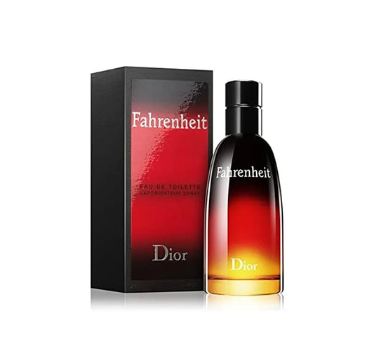Christian Dior Fahrenheit Eau De Toilette For Man 50ml: Classic gradient red to black Christian Dior Fahrenheit cologne bottle.