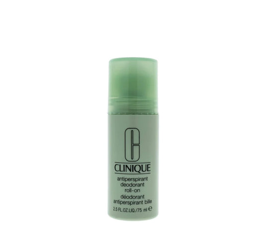 Clinique For Men Anti-Perspirant Deodorant Roll On 75ml: Clinique-branded roll-on deodorant in a grey cylindrical container.