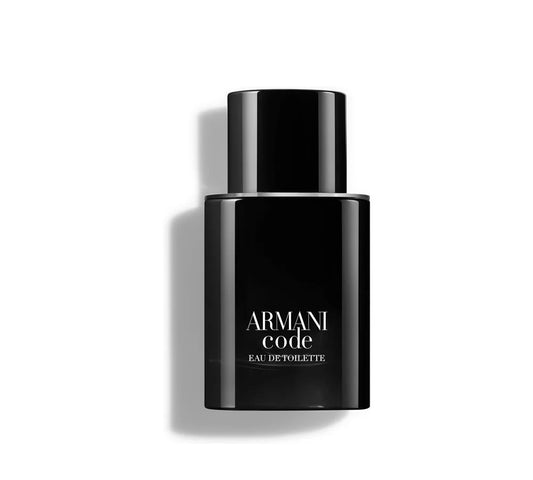Giorgio Armani Armani Code For Men 1.7 oz EDT Spray – A sophisticated black bottle with a silver cap, embodying a bold and seductive fragrance for men.