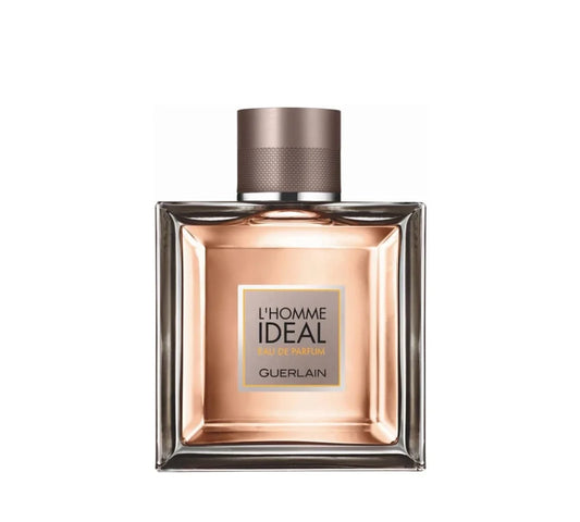 Guerlain L'homme Ideal Eau de Parfum Men 100ml: Square Guerlain cologne bottle for men with a matte black cap.