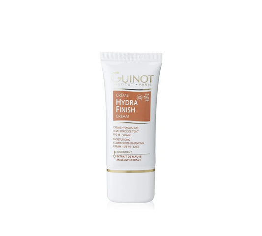 Guinot Crème Hydra Finish 30 ml: Small Guinot facial cream tube with a white cap and branding.