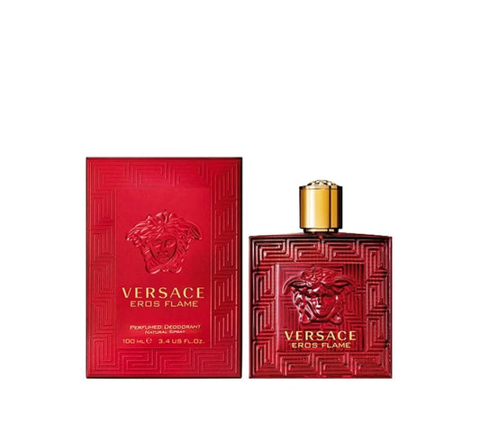 Bold red can with gold accents, representing a fiery and passionate fragrance