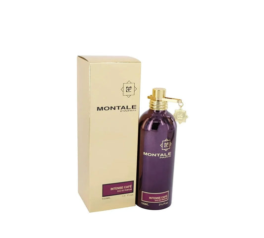 Bottle of Montale Intense Cafe Eau De Parfum, 100 ml, featuring a sleek metallic design