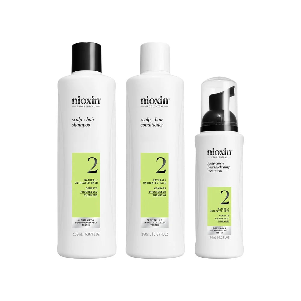 Nioxin System 2 Trial Kit Shampoo 300ml Conditioner 300ml Scalp Treatment 100ml for Thinning Hair