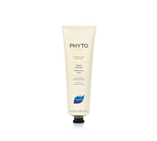 Phyto Phytojoba Moisturizing Hair Mask in a 150ml silver tube with a blue and white label, formulated for dry hair.