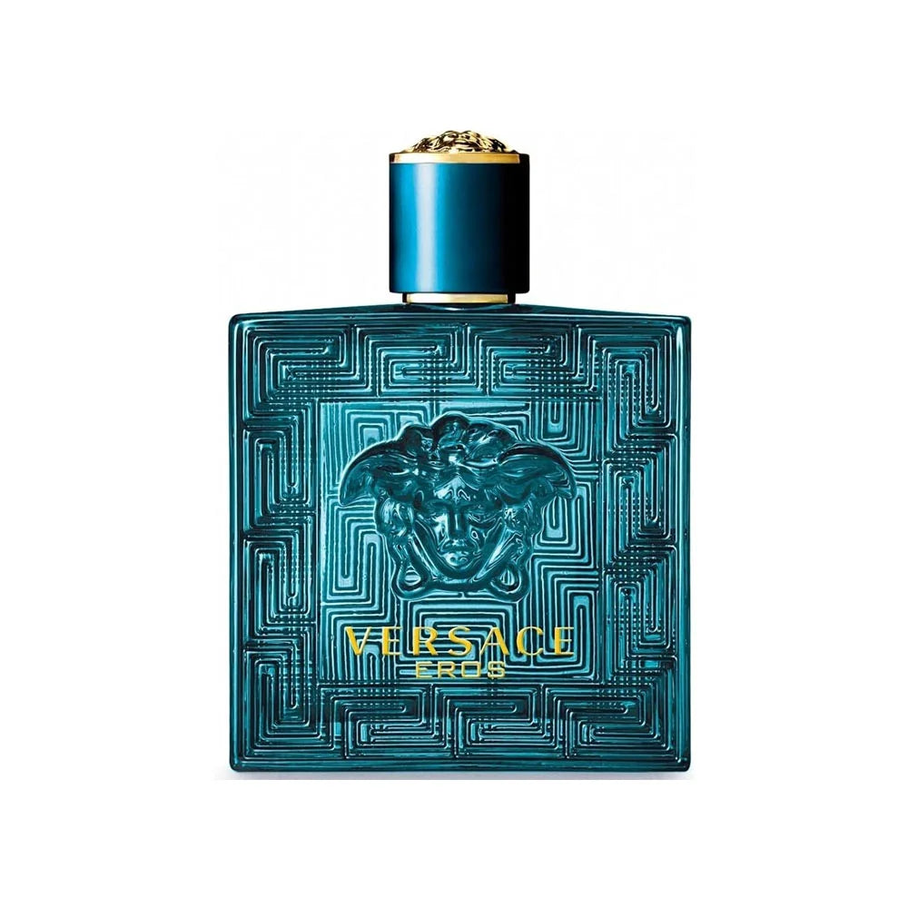 Versace Eros Deodorant Spray for Men featuring a fresh mint, green apple, and tonka bean scented body spray.