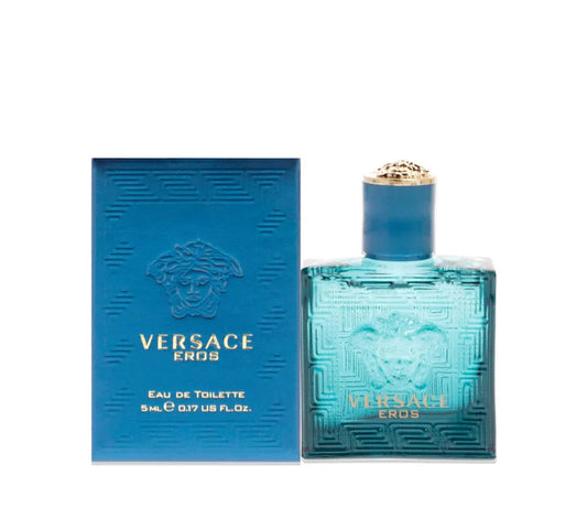 Mini splash bottle of Versace Eros Eau de Toilette for men, 0.17 oz.