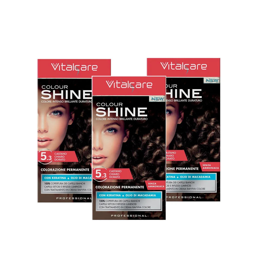 Vitalcare Colour Shine Permanent Hair Colour, 5.3 Light Golden Brown, Pack of 3
