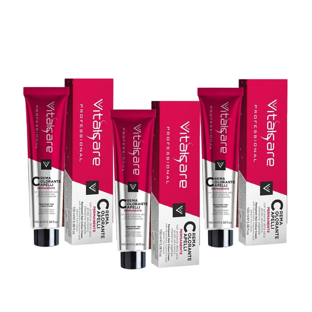 Vitalcare Permanent Colouring Cream 7/4, Blond Auburn 100 ml, Pack of 3