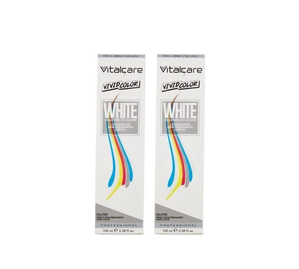 Vitalcare Vivid Semi-Permanent Hair Dye in White, 100ml pack of 2, for bold, temporary color.