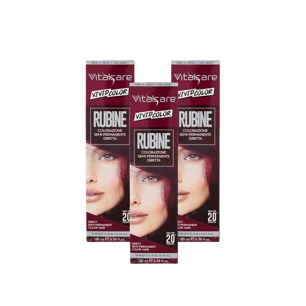 Vitalcare Vivid Color Semi-permanent Hair Color Ruby 100 ml, Pack of 3